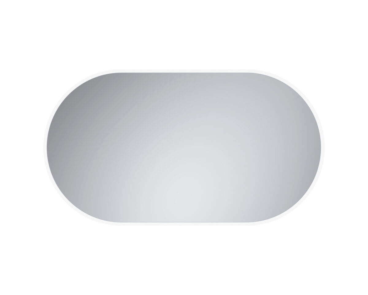 Oval spegel med vit ram i MDF