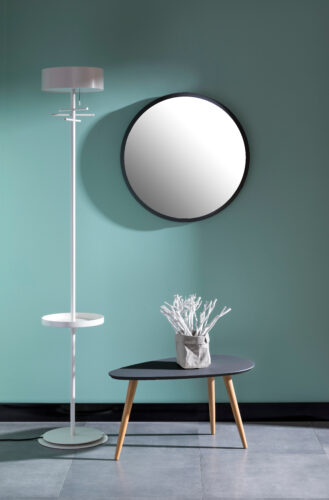 Rund dekorativ spegel med svart ram i MDF