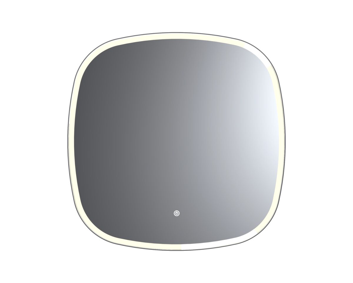 Modern LED-spegel med unik form och touch-knapp