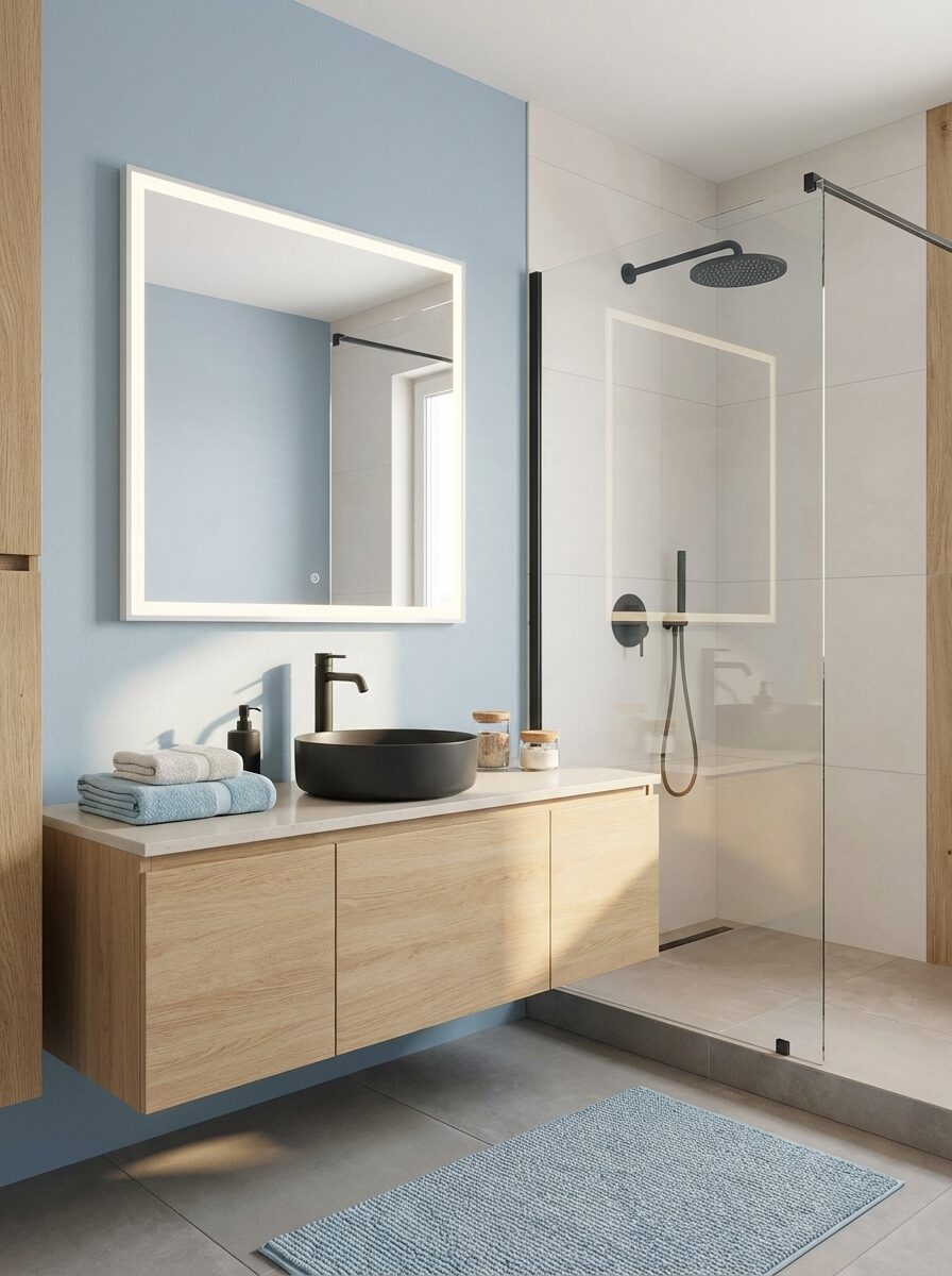 THEO, LED upplyst spegel, Badrumsspegel, Badrumsspegel med LED-belysning, Badrumsspegel rektangulär med LED-belysning THEO, LED upplyst spegel, Badrumsspegel, Badrumsspegel med LED-belysning, Badrumsspegel rektangulär med LED-belysning