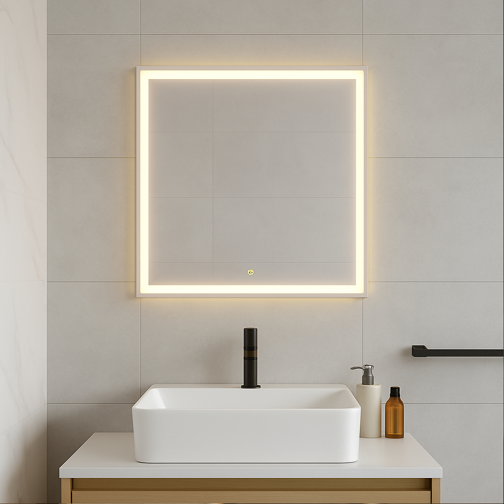 THEO, LED upplyst spegel, Badrumsspegel, Badrumsspegel med LED-belysning, Badrumsspegel rektangulär med LED-belysning, mattvit THEO, LED upplyst spegel, Badrumsspegel, Badrumsspegel med LED-belysning, Badrumsspegel rektangulär med LED-belysning, mattvit